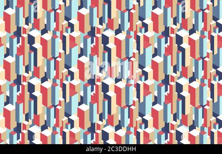 Geometric seamless pattern of 3d blocks Stock Vector