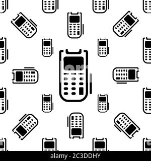 Pos Terminal Icon Seamless Pattern Vector Art Illustration Stock Vector