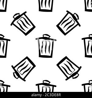 Trash Can Icon Seamless Pattern Vector Art Illustration Stock Vector