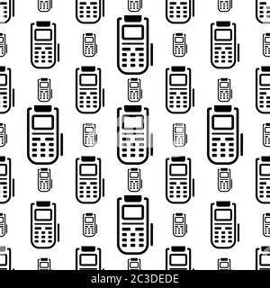 Pos Terminal Icon Seamless Pattern Vector Art Illustration Stock Vector