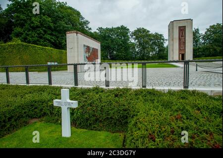 The grave of the United States Army general George Smith Patton Jr. at the Luxembourg American Cemetery and Memorial, a Second World War American mili Stock Photo