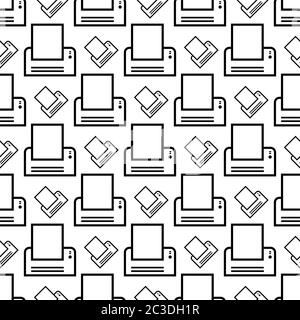 Printer Icon Seamless Pattern, Ink Jet, Laser Printer Vector Art Illustration Stock Vector