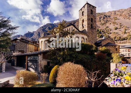 Old church Esglesia de Sant Esteve in Andorra la Vella Stock Photo