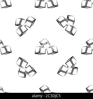 Cube Icon, 3d Line Art Design Seamless Pattern Vector Art Illustration Stock Vector
