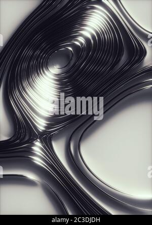 3d render of abstract swirly reflective metal wire on white background Stock Photo