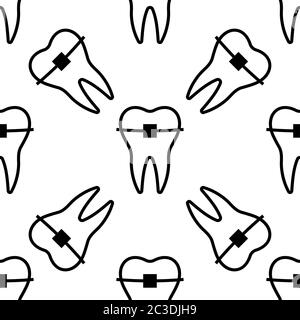 Tooth Braces Icon Seamless Pattern, Braces Vector Art Illustration Stock Vector