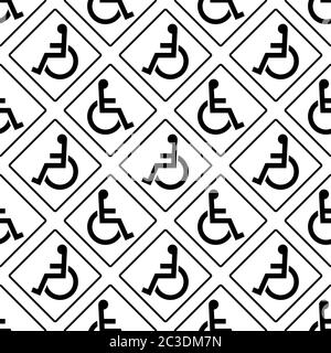 Handicap Signage Seamless Pattern, Disabled Vector Art Illustration Stock Vector