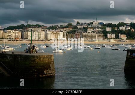Cityscape of San Sebastian from Fisherman port.San Sebastian.Gipuzkoa.Basque Country.Spain Stock Photo