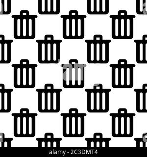 Trash Can Icon Seamless Pattern Vector Art Illustration Stock Vector