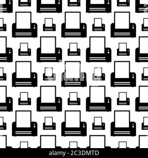 Printer Icon Seamless Pattern, Ink Jet, Laser Printer Vector Art Illustration Stock Vector