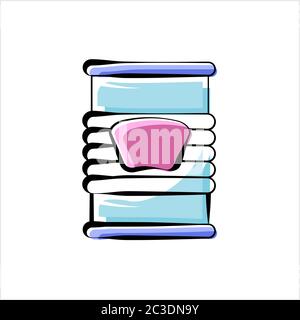 Canned Food Icon, Food Tin Vector Art Illustration Stock Vector