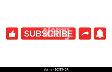 set icon button like, subscribe, share, bell notification.design vector illustration. Stock Vector