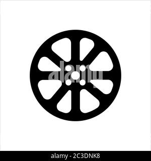 Film Reel Icon, Cinema Movie Reel Icon Vector Art Illustration Stock Vector