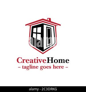 Shield house logo design. Real estate design template. Vector and illustration. Stock Vector