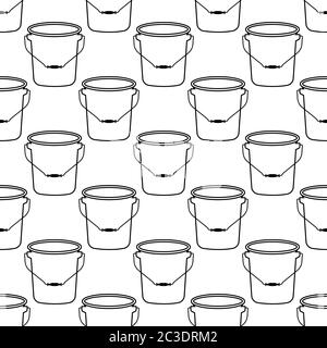Bucket Icon, Water Bucket Icon Seamless Pattern Vector Art Illustration Stock Vector
