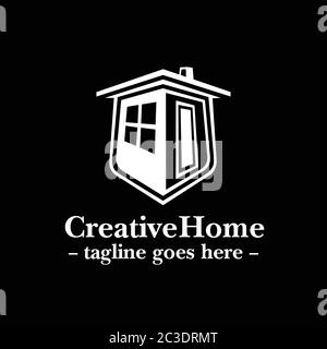 Shield house logo design. Real estate design template. Vector and illustration. Stock Vector