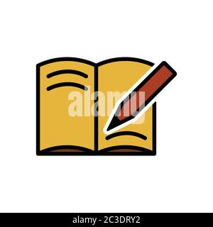 open book and pencil flat icon. design template vector Stock Vector