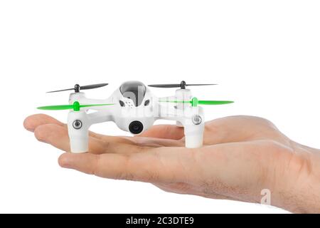Drone in hand Stock Photo