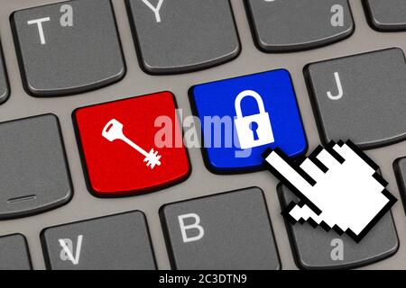Computer keyboard with two security keys Stock Photo