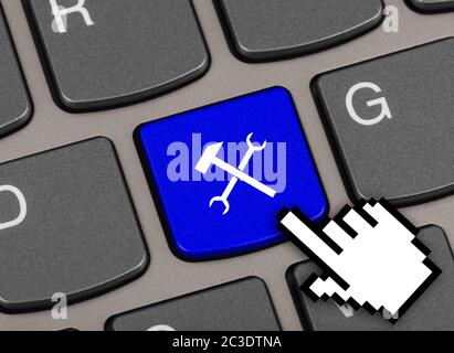Computer keyboard with tools key Stock Photo