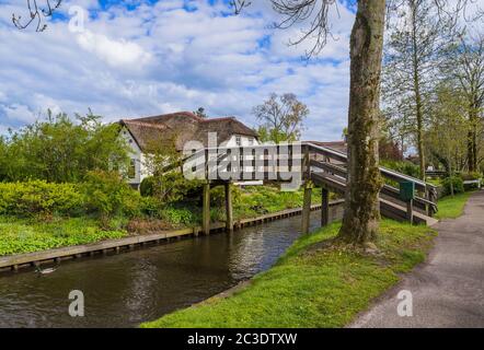 Typical dutch village Giethoorn in Netherlands Stock Photo
