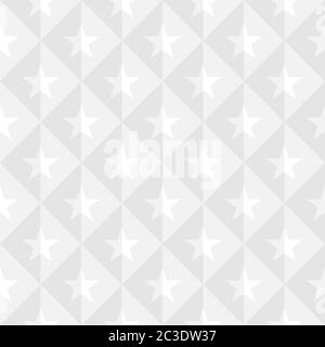 Seamless pattern with stars in rhombus cells. White soft background. Stock Vector