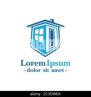 Shield house logo design. Real estate design template. Vector and illustration. Stock Vector