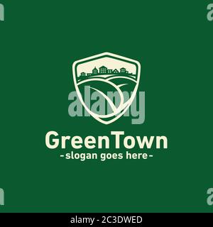 Green town logo. Vector and illustration. Stock Vector
