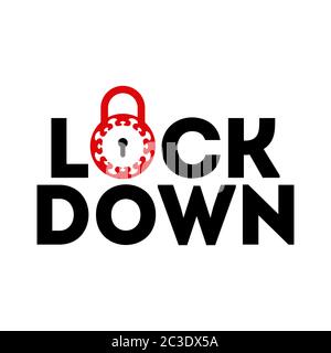 lockdown text coronavirus sign. vector illustration. Stock Vector