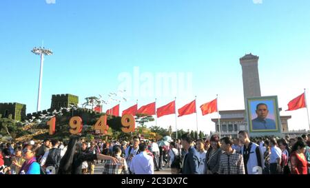BEIJING, CHINA- OCTOBER, 2 2015: tiananmen square during national day golden week 2015 Stock Photo