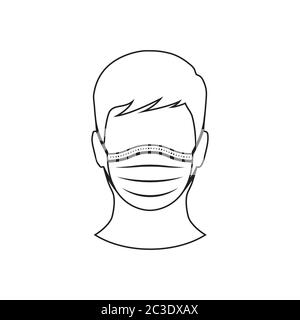 face using a medical mask line icon symbol design vector Stock Vector