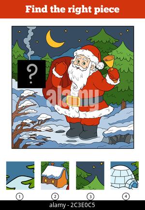 jigsaw puzzle game with cartoon Santa Claus character Stock Vector ...