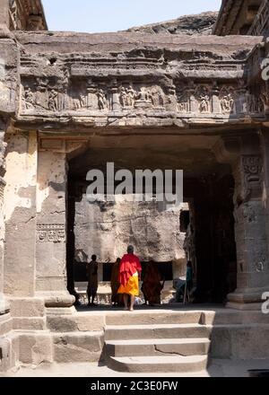 Kailash or Kailasanatha temple,Ellora Cave 16, Aurangabad, Maharashtra, India. Stock Photo