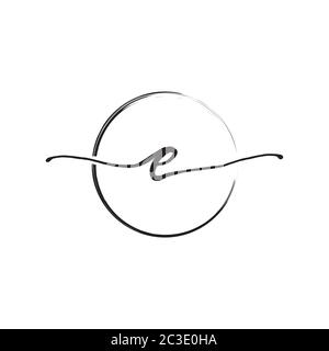 letter E lowercase handwriting wiith circle brush design vector Stock Vector