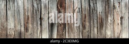 Old gray brown wooden planks - panoramic detail Stock Photo