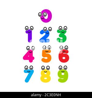 number education funny colorful cartoon for children. vector illustration. Stock Vector