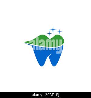 Tooth logo with the concept of a mountain on it, a symbol of nature, which represents the naturalness of the technology of dental care formula. Stock Vector