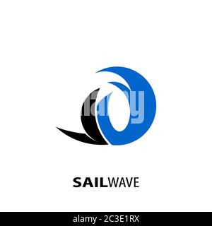 Sailing business logo design concept, isolated on white background. Stock Vector