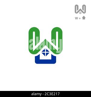 Real estate company logo, Initial letter W design concept, business construction logo, isolated on white background. Stock Vector