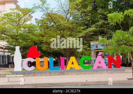 Culiacan,Sinaloa,Mexico - June 14, 2020: logo in the city of culiacan, in the main square of the area, to take pictures Stock Photo
