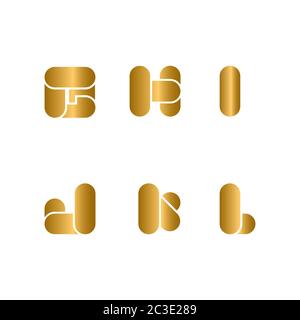 Set of initial letter logo and symbol, sparkle golden font design concept, isolated on white background. Stock Vector