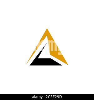 Triangle graphic logo template, vector illustration of a pyramid, isolated on white background. Stock Vector