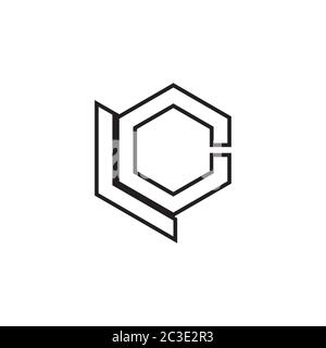 LC line letter hexagon icon design vector Stock Vector