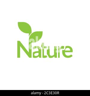 nature text with leaf design vector illustration Stock Vector