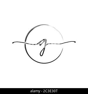 letter G lowercase handwriting wiith circle brush design vector Stock Vector