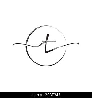 letter T lowercase handwriting wiith circle brush design vector Stock Vector
