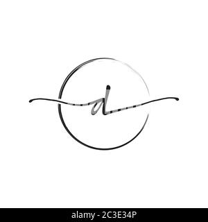 letter D lowercase handwriting wiith circle brush design vector Stock Vector