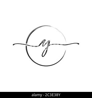 letter Y lowercase handwriting wiith circle brush design vector Stock Vector