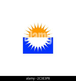 Ocean logo vector, the sun shines in the middle of the sea, design concept, simple but very representative and symbolic. Stock Vector