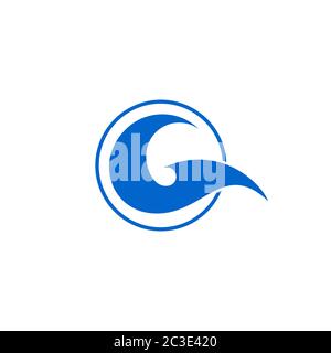 Waves logo, initial letter G design concept, Abstract business logo, isolated on white background. Stock Vector